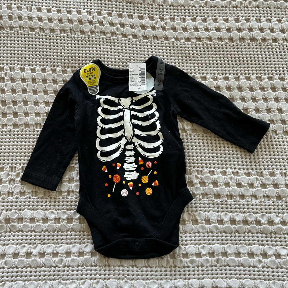 Black Skeleton Glow-in-the-Dark Baby Onesie
